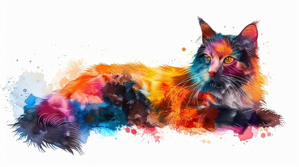 Baby kitten wallpaper design in watercolor style