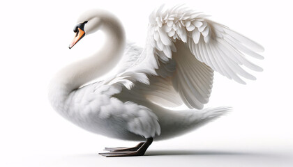 white swan on a white background