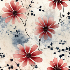 Seamless pattern, grunge floral texture - 790128316