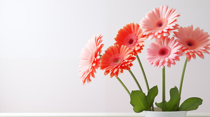 gerbera on a white background on the right postcard