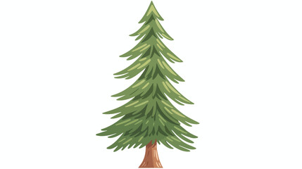Fir tree with conifer branches and trunk. Simple ever