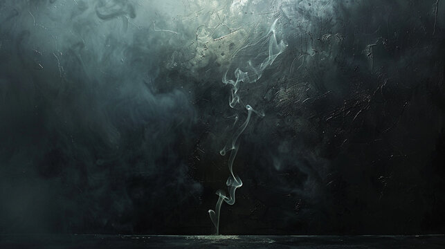 A canvas of darkness with a single, bright streak of smoke, symbolizing hope piercing through despair.