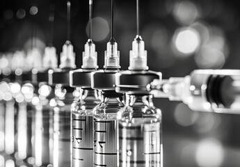 Medical Syringes and Vials Close-Up.