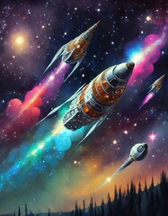 Fototapeta premium rocket in space