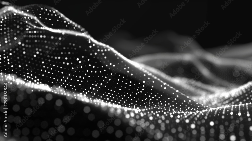 Poster dots and lines in a wave. abstract background. network connections.