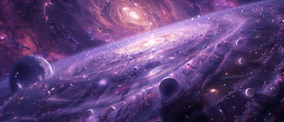 Milky cosmos with cookie satellites - obrazy, fototapety, plakaty