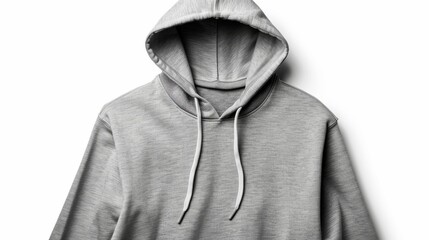 A gray hoodie template with a clipping path for design mockups or prints.