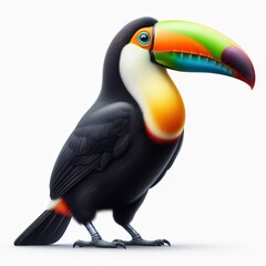 Image of isolated toucan against pure white background, ideal for presentations
