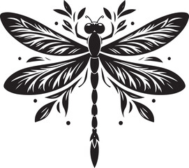 Dragonfly silhouette, vector illustration