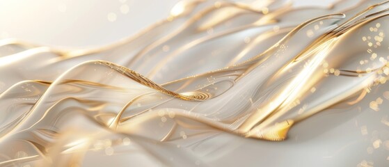 abstractwhite and bege background with flowing golden lines, kitchen glass