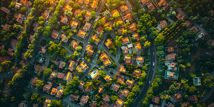 drone suburb arial houses street England UK