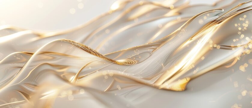 abstractwhite and bege background with flowing golden lines, kitchen glass