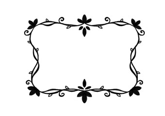 Floral frame. Black color line. Rectangle.
