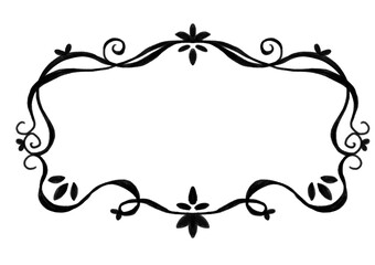 Floral frame. Black color line. Ellipse.