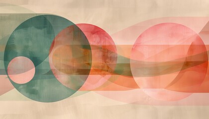 Fototapeta premium Abstract galaxy of pastel olive green and salmon pink patterns on a solid background, symbolizing emotional transformation and simplicity.