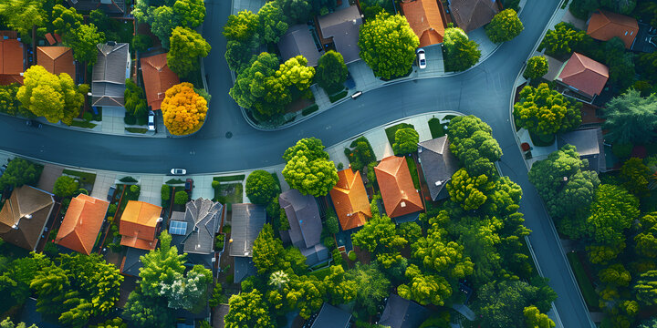 drone suburb arial houses street England UK
