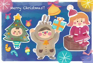 クリスマスカードイラスト（文字入り）