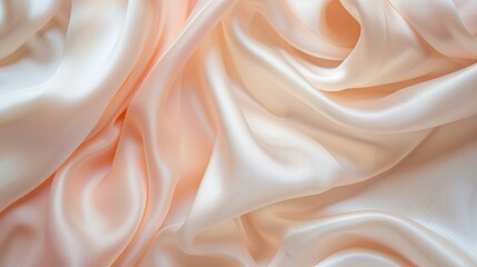 Obraz premium A light pale pink beige white silk satin fabric. Elegant luxury abstract background for design. Color gradient. Lines. Drapery. Soft folds. Template. Baby birthday, newborn party.
