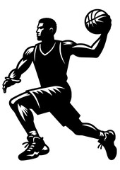 Basketball player SVG, Basketball player clipart, Basketball svg, Sports clipart, Basketball player silhouette © helena