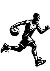 Fototapeta na wymiar Basketball player SVG, Basketball player clipart, Basketball svg, Sports clipart, Basketball player silhouette