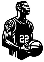 Fototapeta na wymiar Basketball SVG, Basketball Player SVG, Sport SVG, Basketball player Silhouette, Basketball Clipart, Basketball Cricut, Basketball Logo