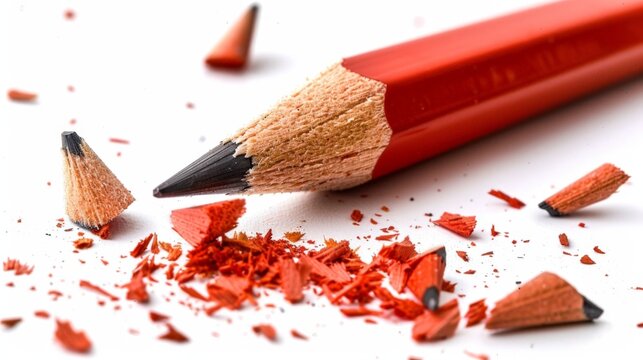 Red pencil with a sliver of red shaving