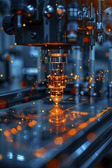 Fototapeta premium A breakthrough in market analysis emerges as a 3D printer materializes a financial graph model, revolutionizing data visualization.