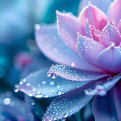 Fototapeta premium Beautiful pink flower with water drops close-up. Macro.