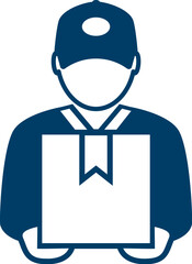 Delivery service icon, courier man vector pictogram