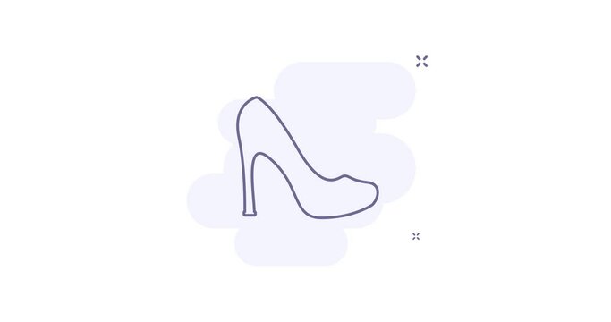 women shoe 2d animated outline icon. women shoe line icon 4k video motion design graphics for web, mobile and ui design.