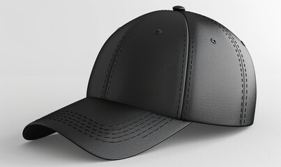  Isolated Black Baseball Cap on White Background,  - obrazy, fototapety, plakaty
