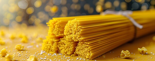 spaghetti on a yellow background 