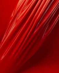 Red folds ripples rubber latex silky smooth vibrant abstract background 3d illustration render digital rendering