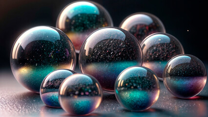 Abstract background with transparent spheres - obrazy, fototapety, plakaty
