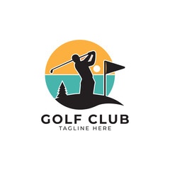 golf player logo design vector illustration