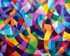 Abstract Colorful Swirl Painting