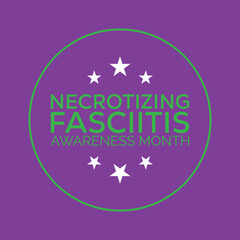 Necrotizing Fasciitis Awareness Month observed every year in May. Template for background, banner, card, poster with text inscription.