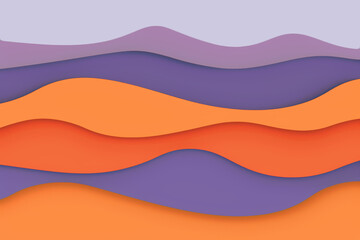 Abstract wavy background in orange and purple colors. Wallpaper, background.