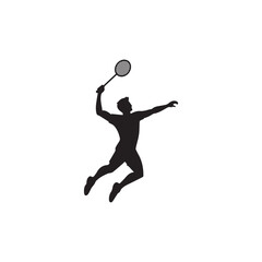 jump smash. badminton player vector silhouette