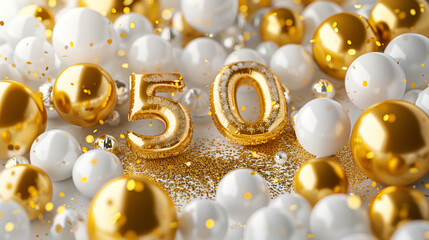 Stockphoto, Background for a 50 years birthday, golden wedding anniversary, golden numbers on a...