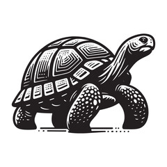 Galapagos tortoise.  Vintage retro engraving illustration. Black icon, isolated element	