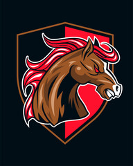 Animal. Horse. Mascot. Mustang head.