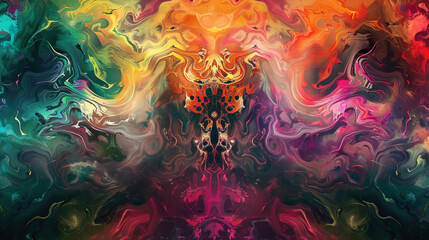 expression of psychedelic art, abstract, quantum inspiration minimalist, refined, cerebral creation harmonious colors --ar 16:9 --stylize 50 - obrazy, fototapety, plakaty