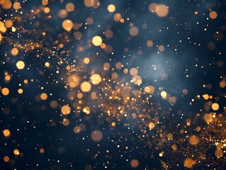 Captivating Abstract Backdrop with Shimmering Golden Particles and Radiant Bokeh Lighting