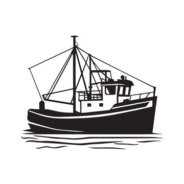 recommend clip art: Fishing boat & Fishermen silhouette