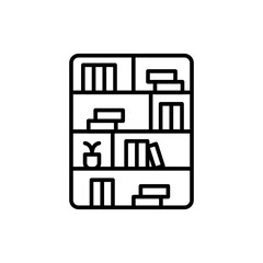 Bookshelf outline icons, minimalist vector illustration ,simple transparent graphic element .Isolated on white background © Upnowgraphic Studio