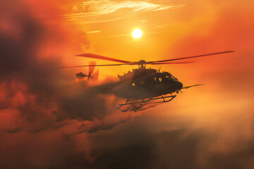 Sunset Beauty: A Mesmerizing Capture of PZ Helicopter in Flight