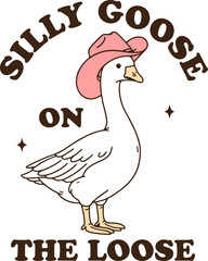 Silly goose on the loose shirt,Cowboy goose,Adult humor. © Pornsuda