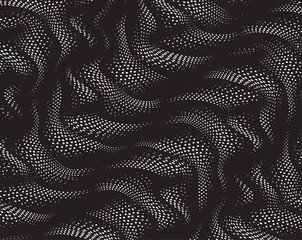 White abstract pattern. Texture with wavy, billowy lines. Optical art background. Wave design black and white. Digital image with a psychedelic stripes. Vector illustration