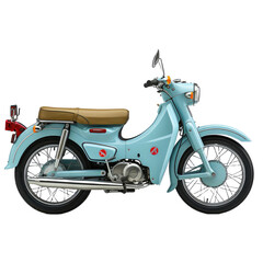 An old retro motorcycle that is completely separate from the white background